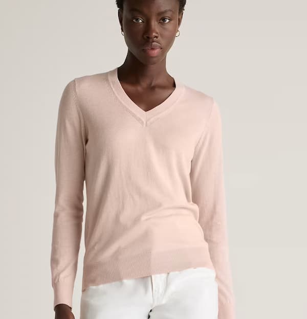 Lightweight Cotton Cashmere V-Neck Sweater